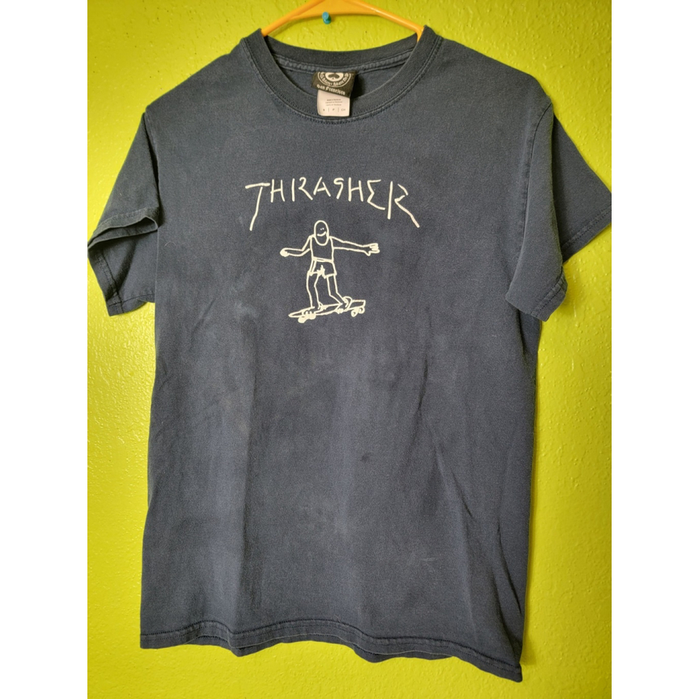 Thrasher Gomz T-shirt Stick Figure Navy Blue Skateboarding Y2K 00s Adult Small